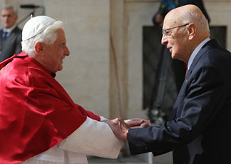 Benedetto XVI con il Presidente Giorgio Napolitano